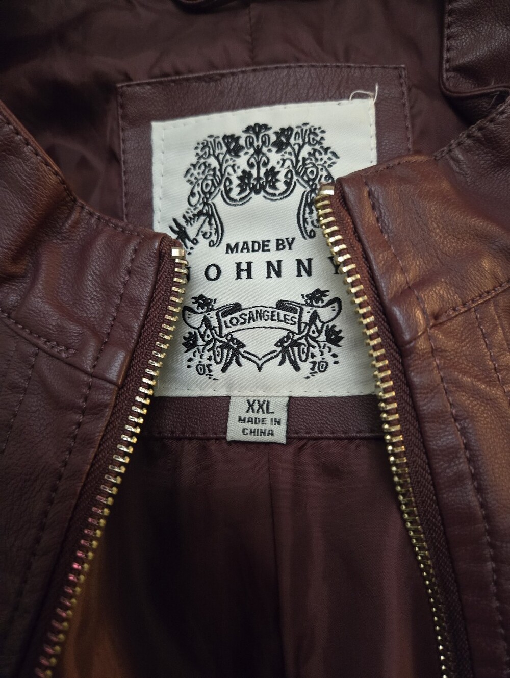 Made By Johnn Los Angeles Brown Faux Leather Jacket
